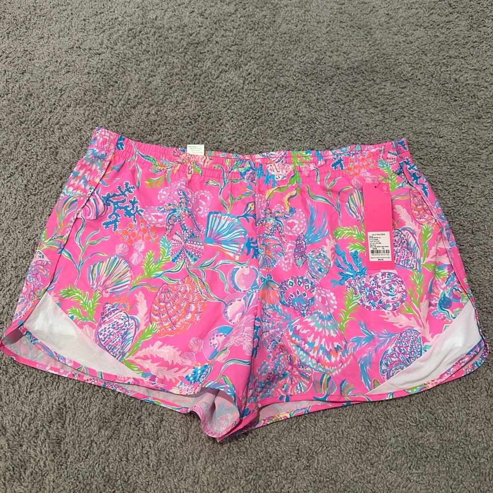 Lilly Pulitzer Pink and Blue Athletic Shorts Vibrant Design